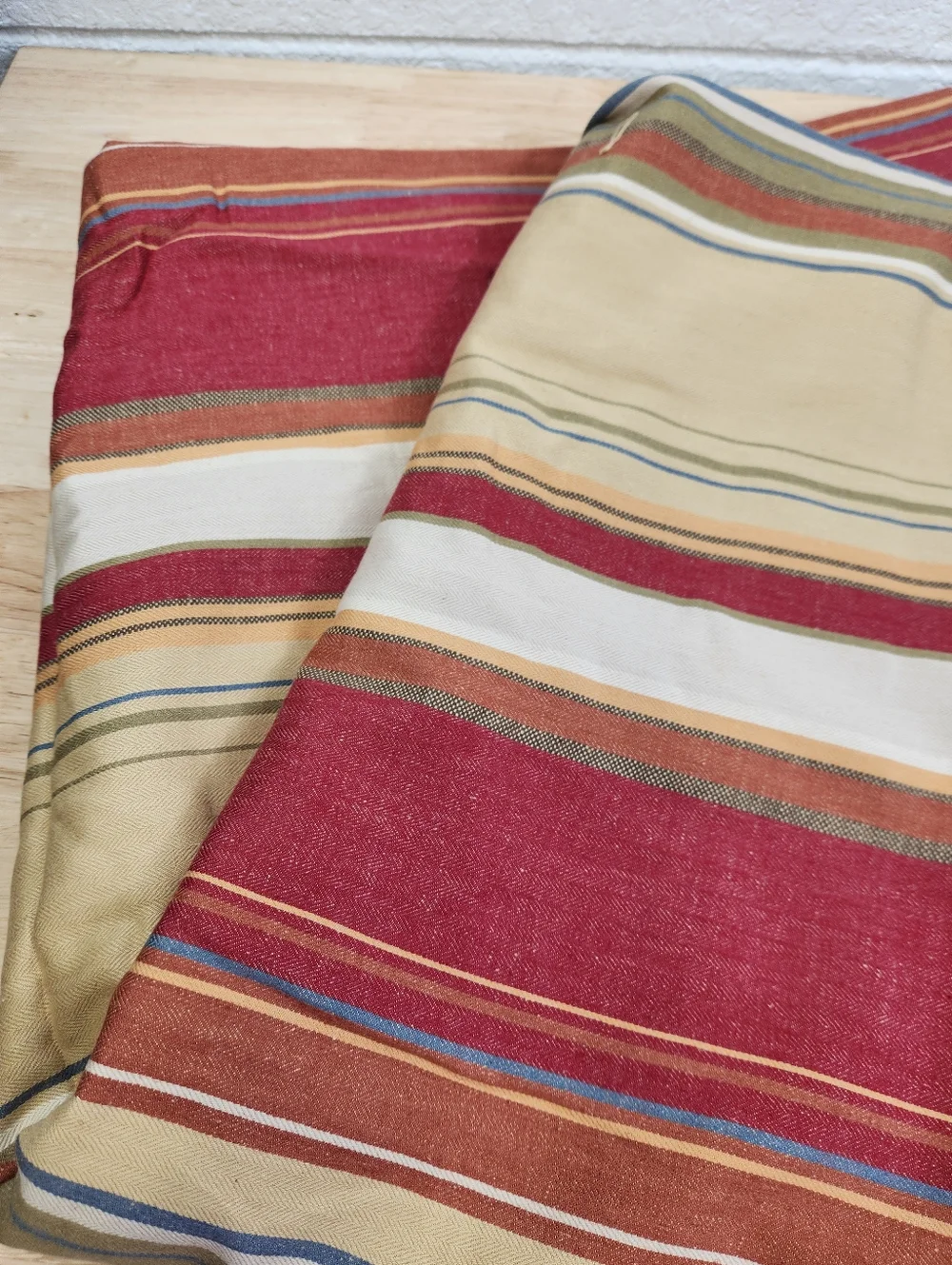 Pottery Barn Serape Stripe Shower Curtain 72x72  Linen Blend Heavy Wt NOS